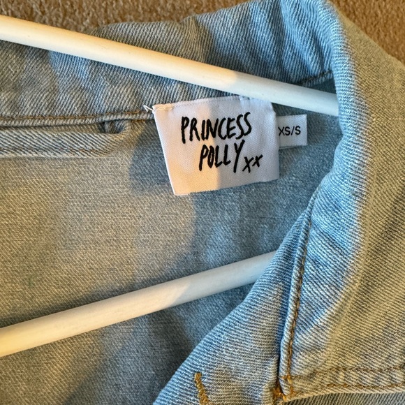 Denim Oversized Shacket with Flannel Trim and Sleeves - Picture 2 of 3